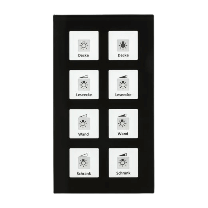 MDT KNX-RF-Glastaster RF-GTT8S.01 8-fach in Glas schwarz mit Temperatursensor und Orientierungslicht
