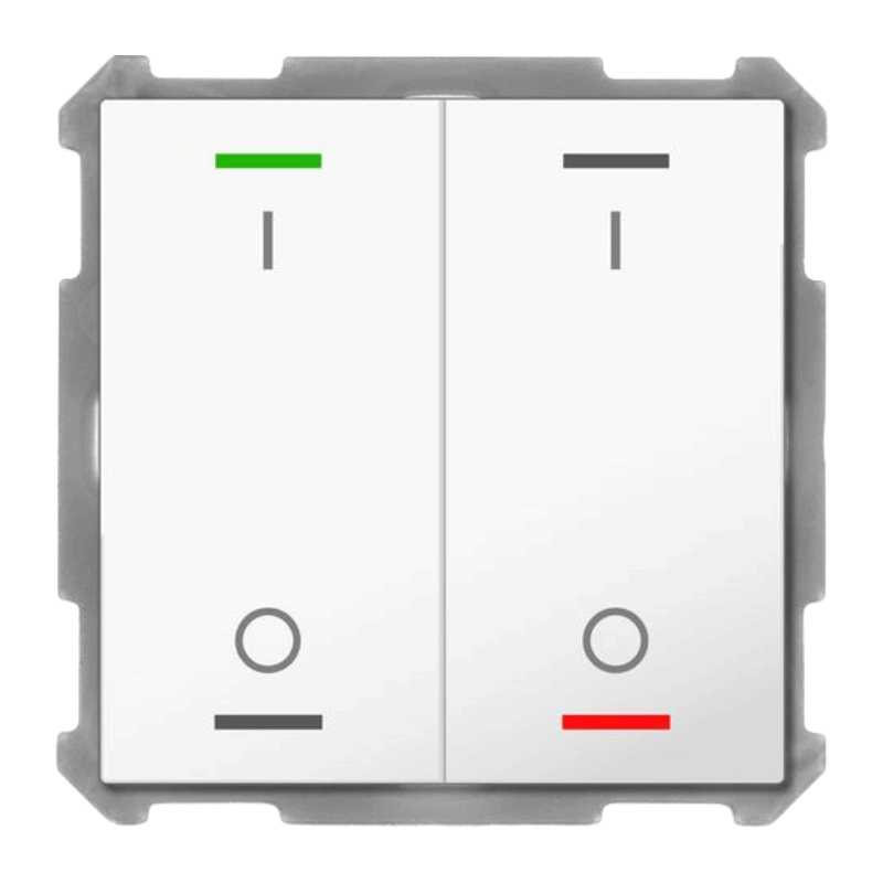 MDT KNX-Tastsensor Light 63 BE-TAL6302.B1 2-fach mit I/O-Symbol Studioweiß glänzend für Busch-Jaeger und kompatible 63 mm Schalterprogramme