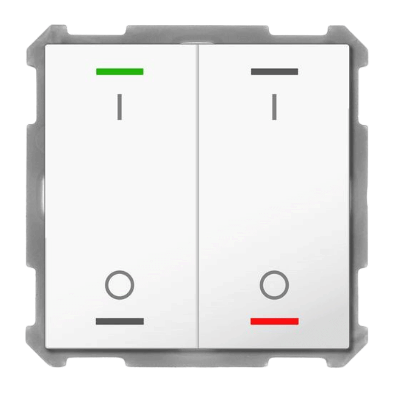MDT KNX-Tastsensor Light 63 BE-TAL63T2.B1 2-fach mit I/O-Symbol und Temperatursensor in Studioweiß