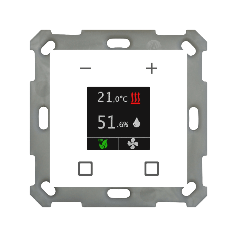 MDT SCN-RTR55S.01 Raumtemperaturregler – Smart 55, Farbdisplay, Feuchtesensor, reinweiß glänzend