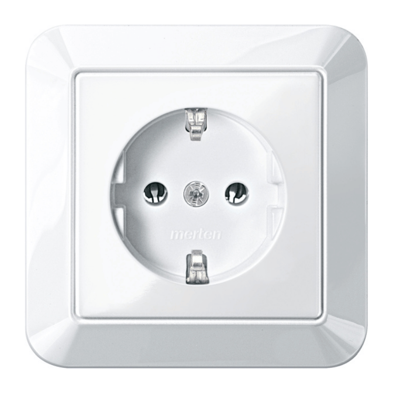 Merten MEG2301-1019 Schuko-Steckdose – komplett 1-M, 1-fach, polarweiß glänzend