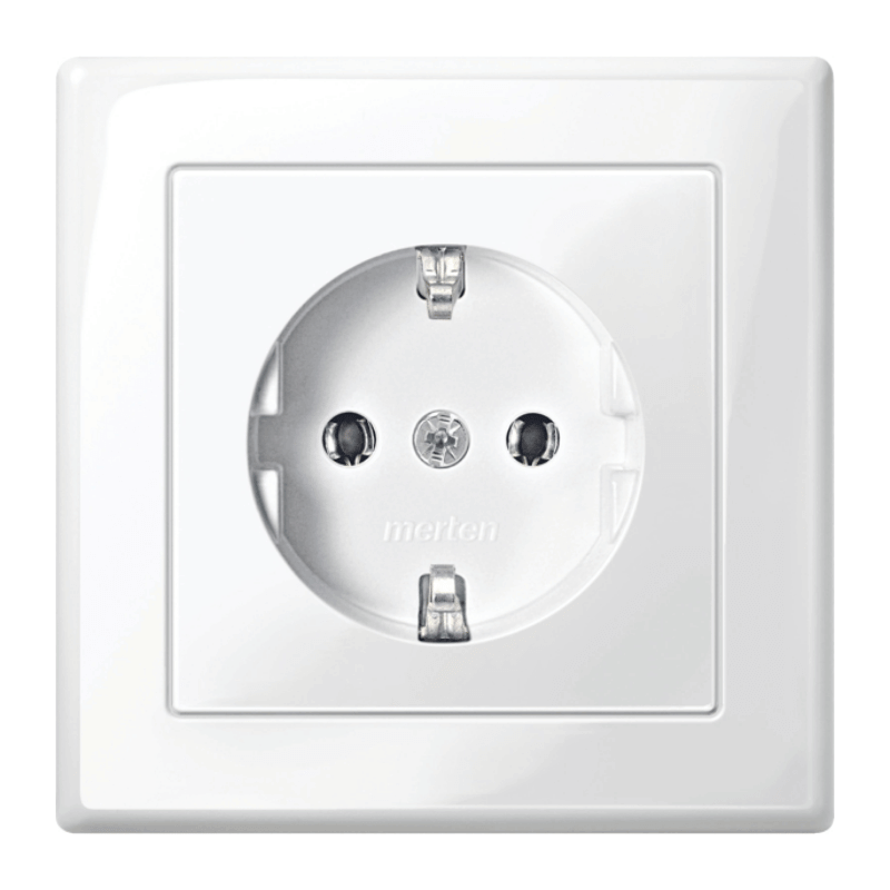 Merten MEG2301-1419 Schuko-Steckdose – komplett M-Smart, 1-fach, polarweiß glänzend