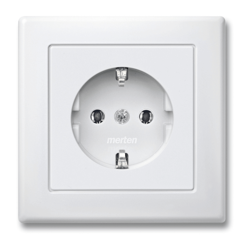 Merten MEG2301-1519 Schuko-Steckdose komplett – M-Smart, 1-fach, polarweiß matt