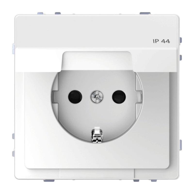 Merten MEG2314-6035 Schuko-Steckdose – Design, IP44, Berührungsschutz, Klappdeckel, lotosweiß