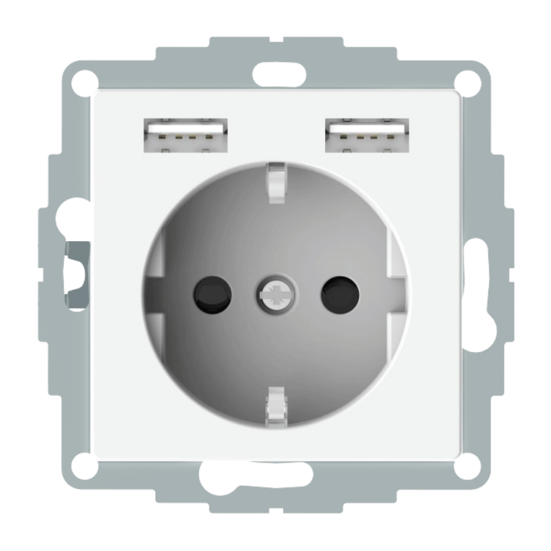 Merten MEG2366-0319 Schuko-Steckdose – System M, USB-A/A, 2,4 A, polarweiß glänzend