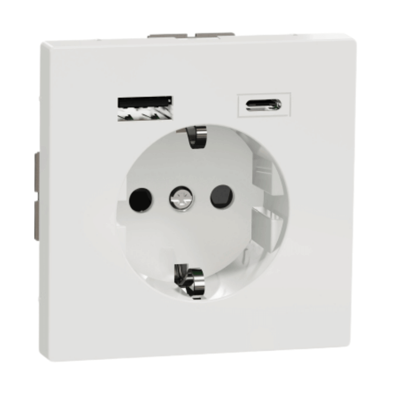 Merten MEG2367-6035 Schuko-Steckdose – Design, USB-A/C, 3,0 A, lotosweiß