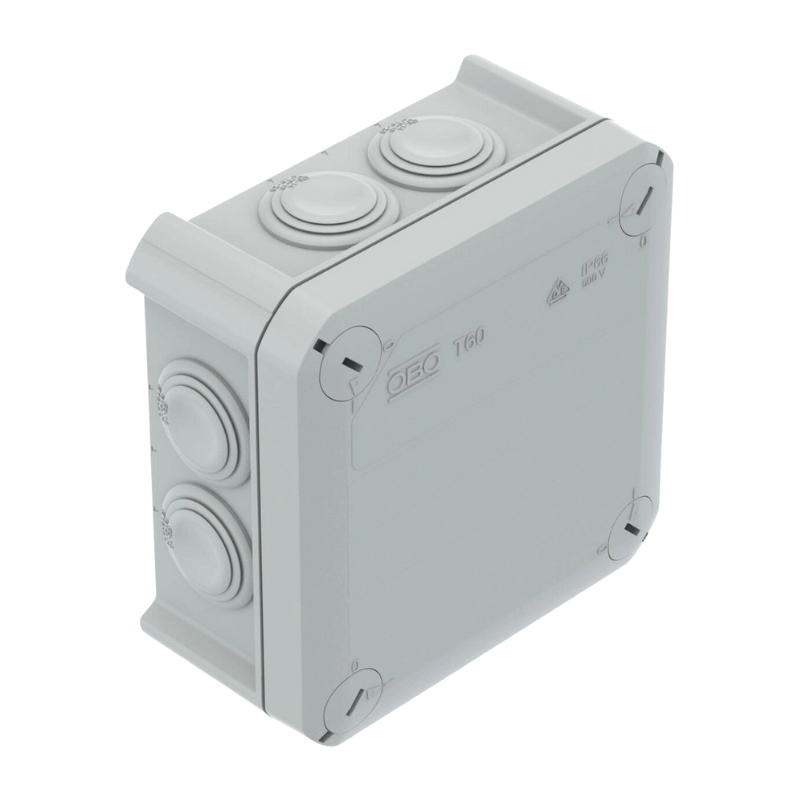 OBO Bettermann 2007061 Kabelabzweigkasten – Serie T, Einsteckdichtung, lichtgrau, 100×100 mm, 5 Stück