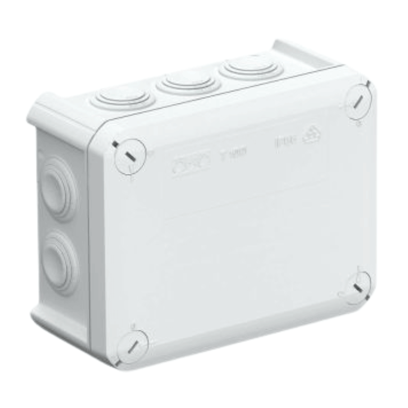 OBO Bettermann 2007077 Kabelabzweigkasten – Serie T, Einsteckdichtung, 136×102 mm, lichtgrau