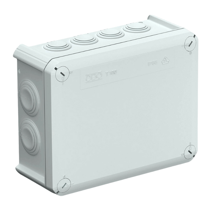 OBO Bettermann 2007093 Kabelabzweigkasten – Serie T, Einsteckdichtung, 176×135 mm, lichtgrau