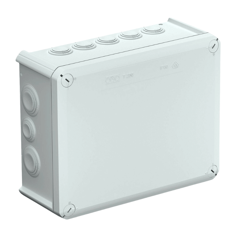 OBO Bettermann 2007109 Kabelabzweigkasten – Serie T, Einsteckdichtung, 225×173 mm, lichtgrau