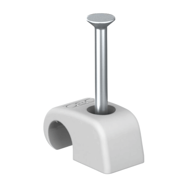 OBO Bettermann 2228734 Haft-Clip mit Nagel – 7–12 mm, L35 PP, lichtgrau, 100 Stück