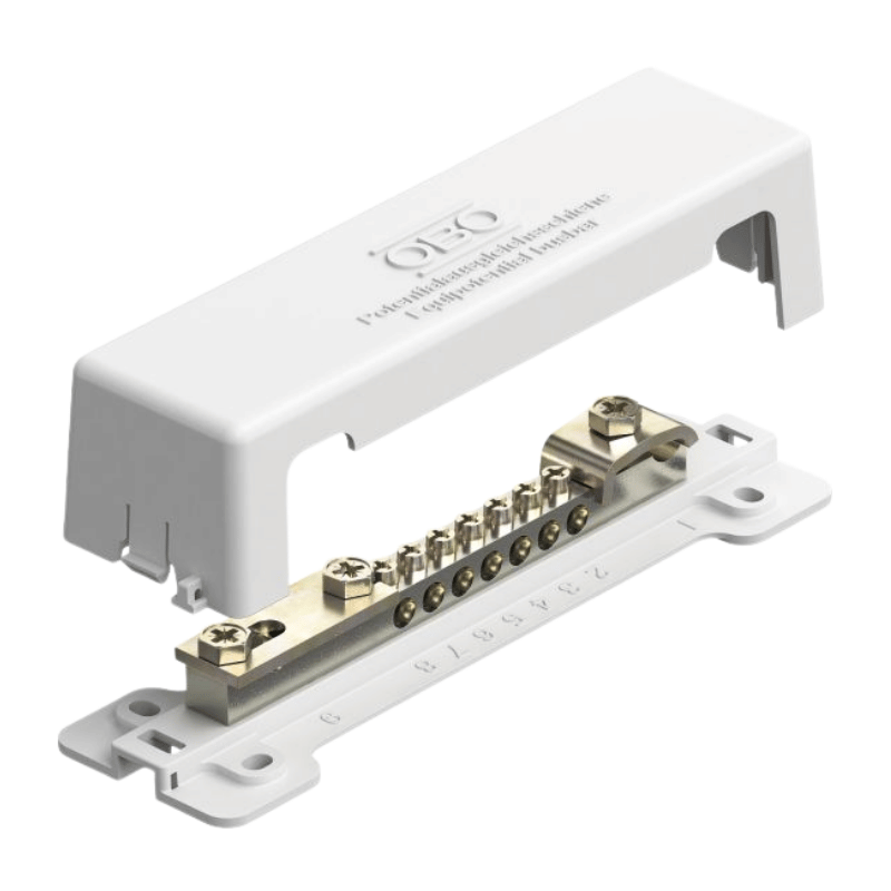 OBO Bettermann 5015075 Potentialausgleichsschiene – OBO Bettermann Green, 188 mm, weiß