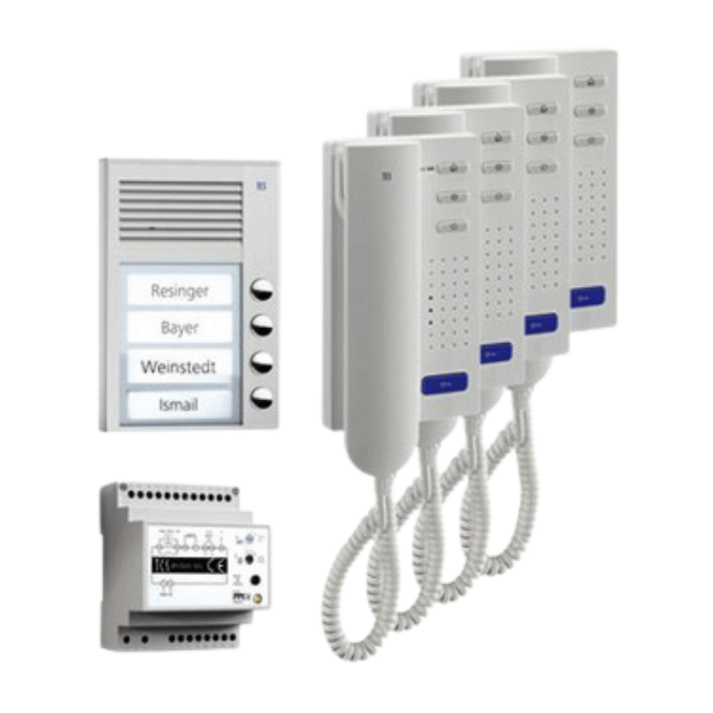 TCS PPA04-EN/02 Türsprechanlagen-Set – Aufputz PPA, 4-fach, Haustelefone