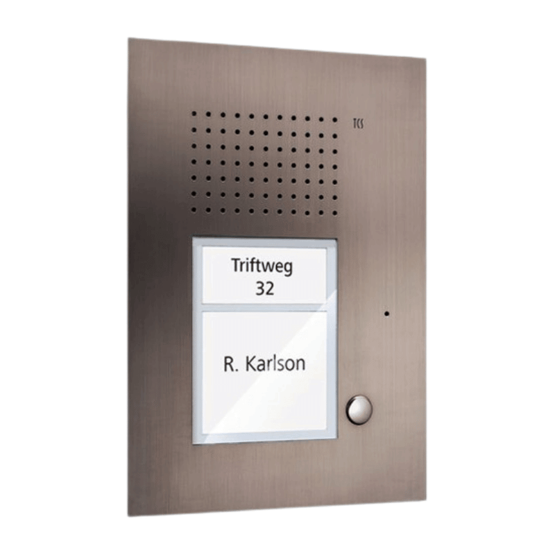 TCS PUK01/1-ES Audio-Außenstation – UP PUK, 1 Taste rechtsbündig, 1-spaltig, edelstahl