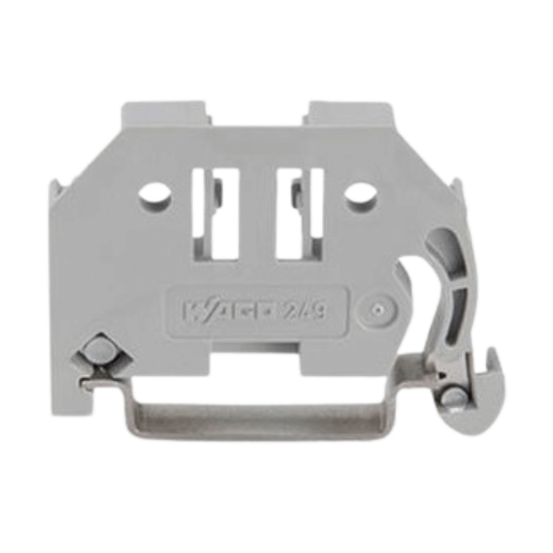 Wago 249-116 Endklammer 6 mm – schraubenlos, für Tragschiene 35-15 und 35-7,5, grau, 25 Stück