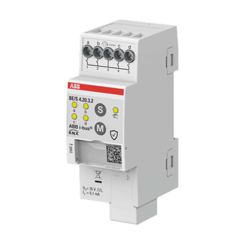 ABB BE/S4.20.3.2 KNX-Binäreingang – potenzialfrei, 4-fach, Kontaktabfrage, manuell, REG