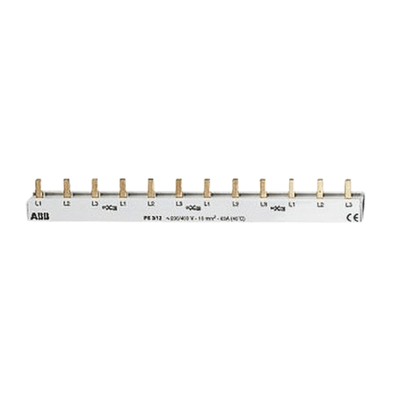 ABB Phasenschiene PS3/12 – 3-phasig, 12 TE, 10mm², 63 A, Stiftanschluss, grau