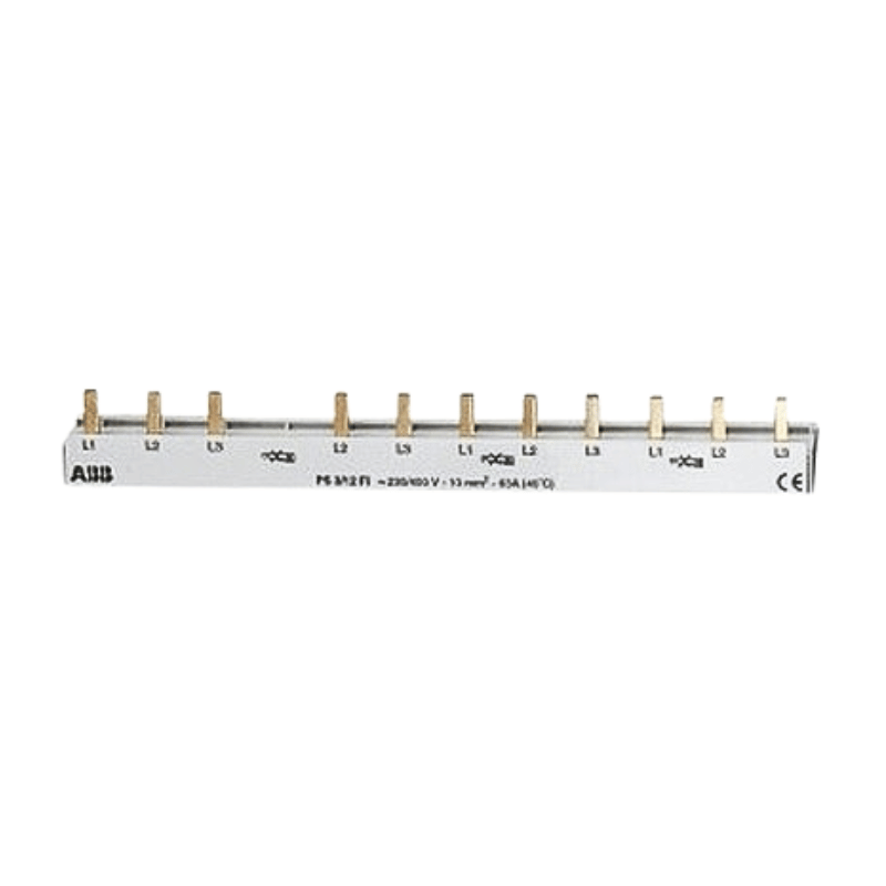 ABB Phasenschiene PS3/12FI – 3-phasig FI, 12 TE, 10mm², 63 A, Stiftanschluss, grau