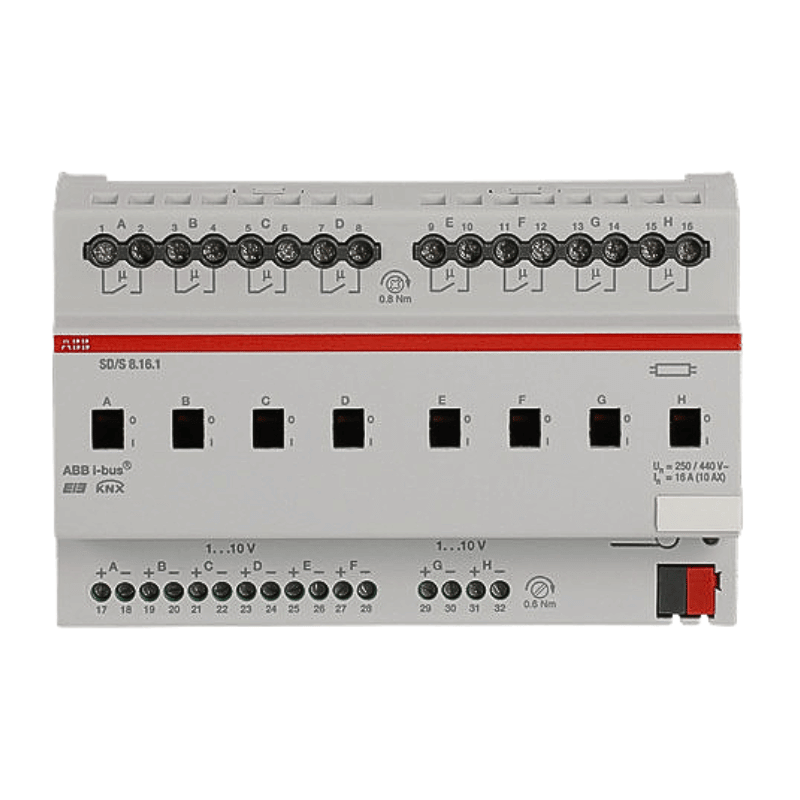 ABB KNX-Dimmaktor SD/S8.16.1 – 8-fach, 1-10V, 16A, REG