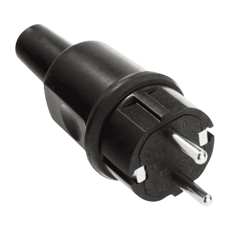 Bachmann 913.173 Schuko-Stecker Vollgummi mit Knickschutz schwarz