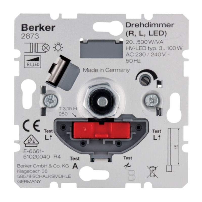 Berker 2873 Drehdimmer – NV mit Softrastung, Hauselektronik