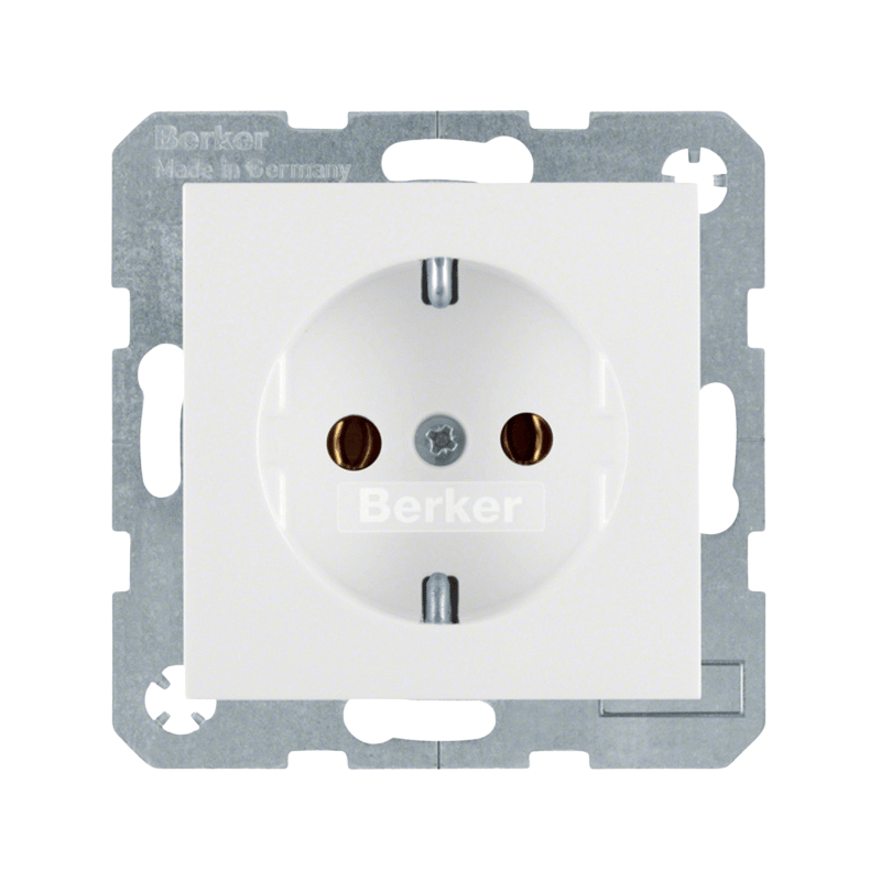 Berker 41438989 Schuko-Steckdose – S.1/B.3/B.7, Schraubklemmen, polarweiß glänzend