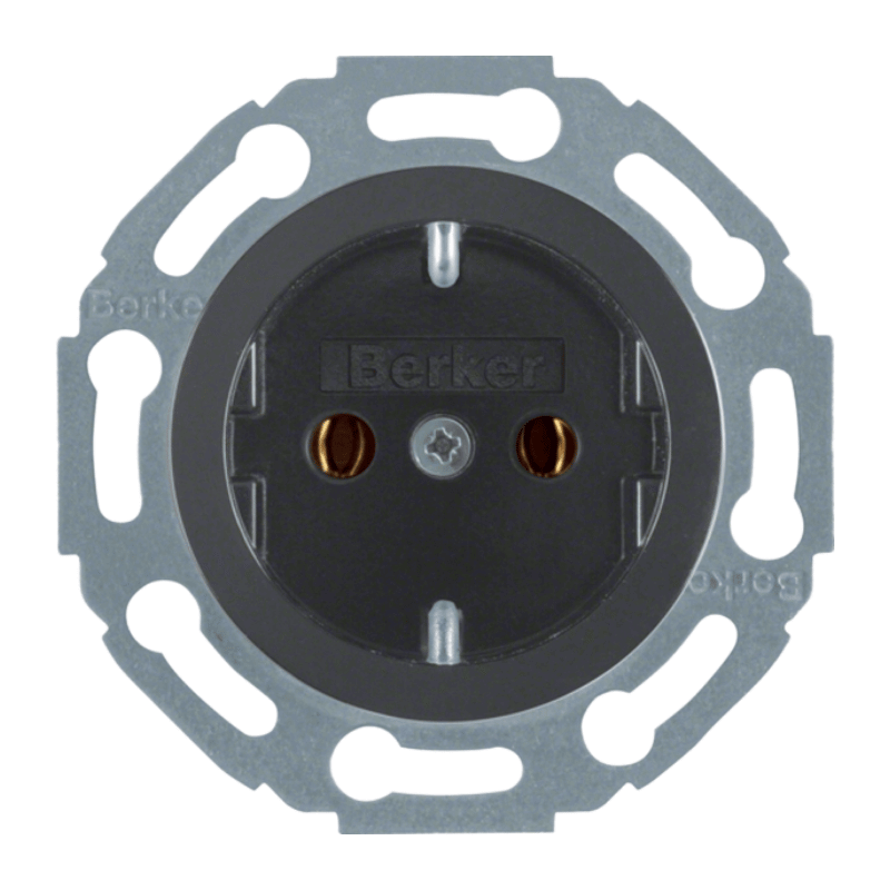 Berker 414521 Schuko-Steckdose – 1930/Glas/Palazzo, schwarz glänzend