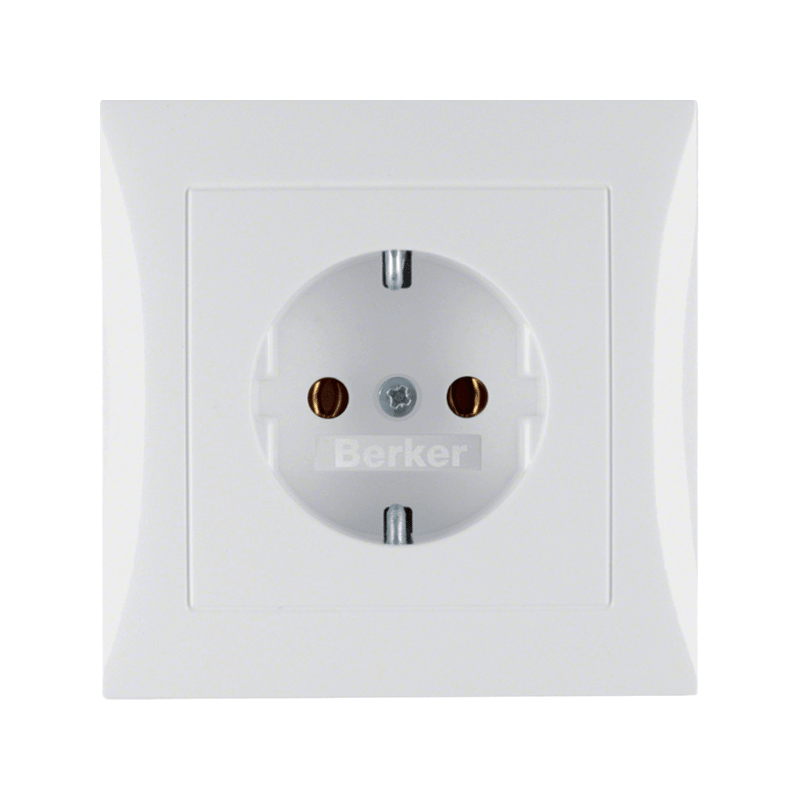 Berker 47428989 Schuko-Steckdose – S.1/B.3/B.7, komplett, polarweiß glänzend