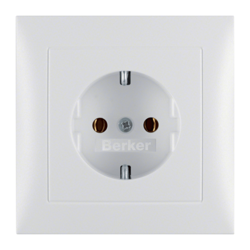 Berker 47429909 Schuko-Steckdose – S.1/B.3/B.7, mit Abdeckplatte, polarweiß matt