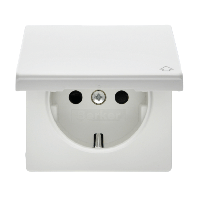 Berker 47516089 Schuko-Steckdose mit Klappdeckel – Q.1/Q.3, polarweiß samt
