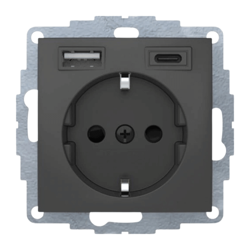 Berker 48041606 Schuko-Steckdose – B.3, USB A-C, anthrazit matt