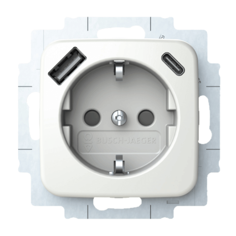 Busch-Jaeger 20EUCB2USBAC-214 Schuko-Steckdose – Reflex SI, USB-A/C, 2,4 A, alpinweiß