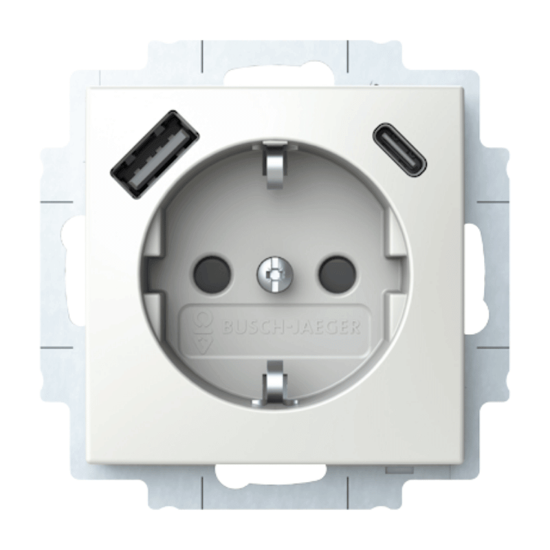 Busch-Jaeger 20EUCB2USBAC-914 Schuko-Steckdose – Balance SI, USB-A/C, 2,4 A, alpinweiß