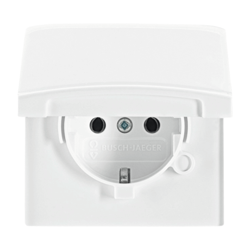 Busch-Jaeger 20EUGK-34-101 Schuko-Steckdose – Allwetter 44, Klappdeckel, alpinweiß
