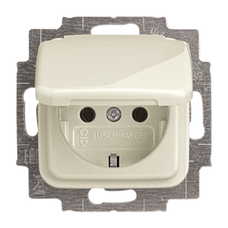 Busch-Jaeger 20EUK-212 Schuko-Steckdose – Duro 2000, Klappdeckel, weiß