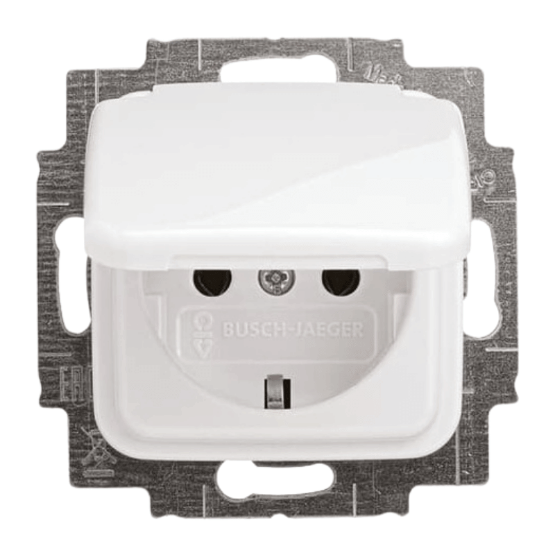 Busch-Jaeger 20EUK-214 Schuko-Steckdose – Reflex SI, Klappdeckel, alpinweiß