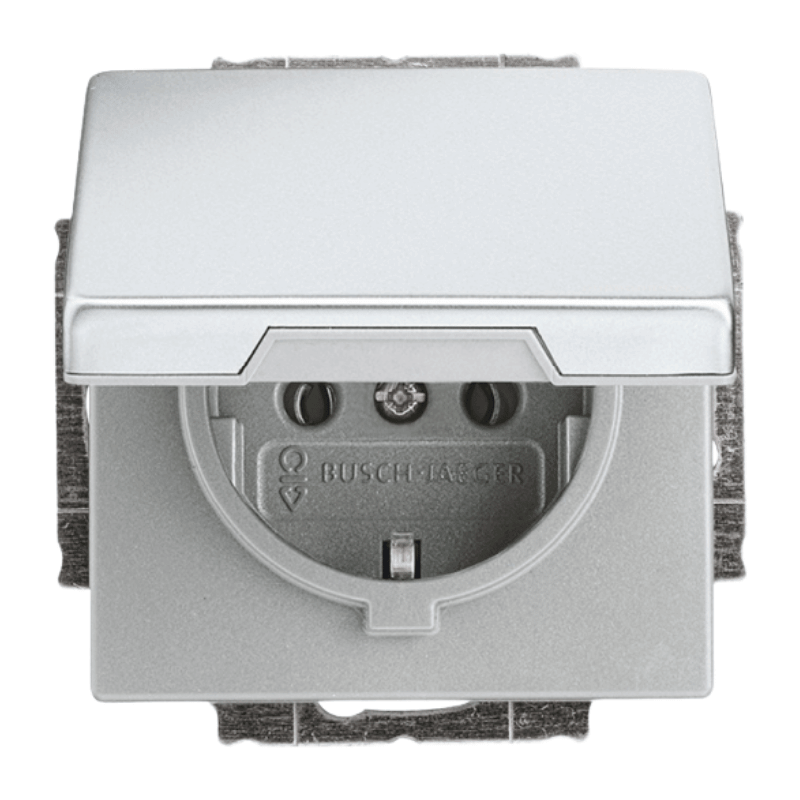 Busch-Jaeger 20EUK-866 Schuko-Steckdose – Future, Klappdeckel, edelstahl