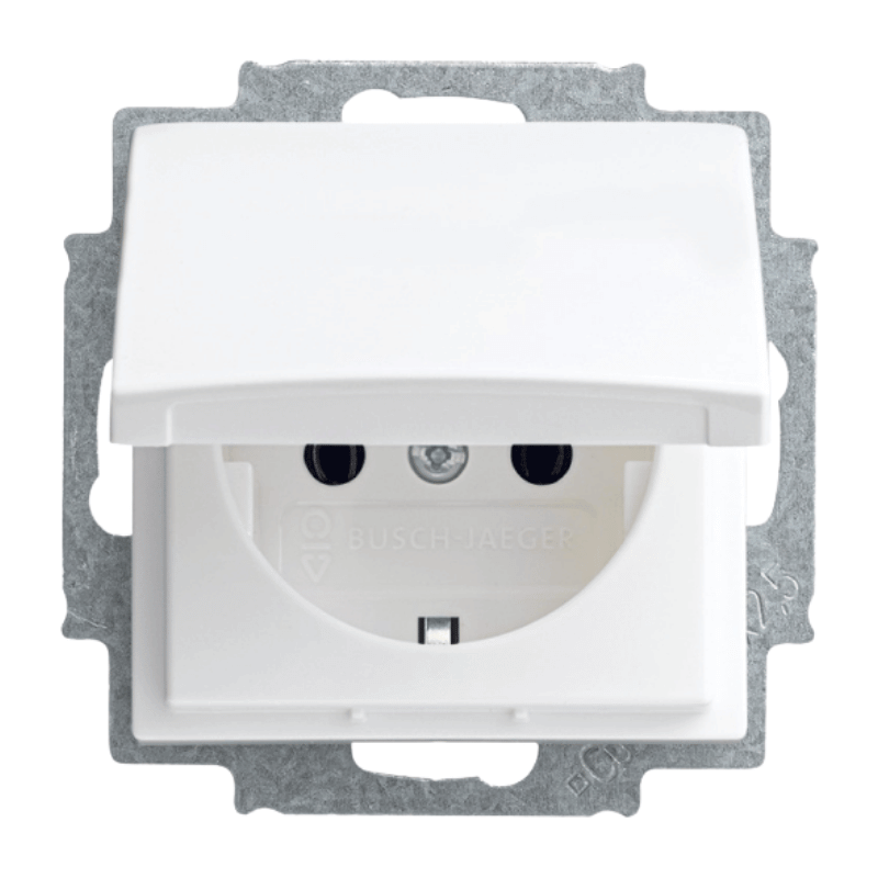Busch-Jaeger 20EUK-914 Schuko-Steckdose – Balance, Klappdeckel, alpinweiß