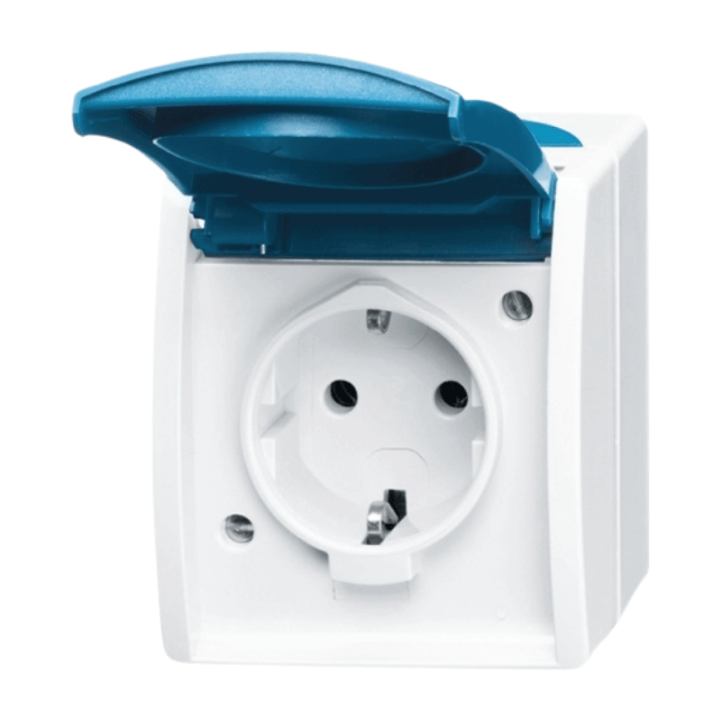 Busch-Jaeger 20EW-53 Schuko-Steckdose – Ocean, 1-fach, Aufputz, grau/blaugrün