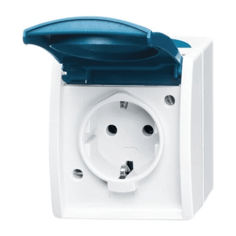 Busch-Jaeger 20EWN-53 Schuko-Steckdose – Ocean, 1-fach, Aufputz, grau/blaugrün