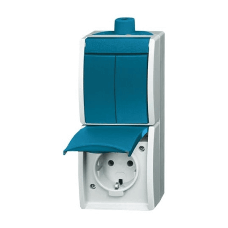 Busch-Jaeger 2601/5/20EW-53-503 Aufputz-Kombination – Ocean, 1-fach, Ausschalter, grau/blaugrün