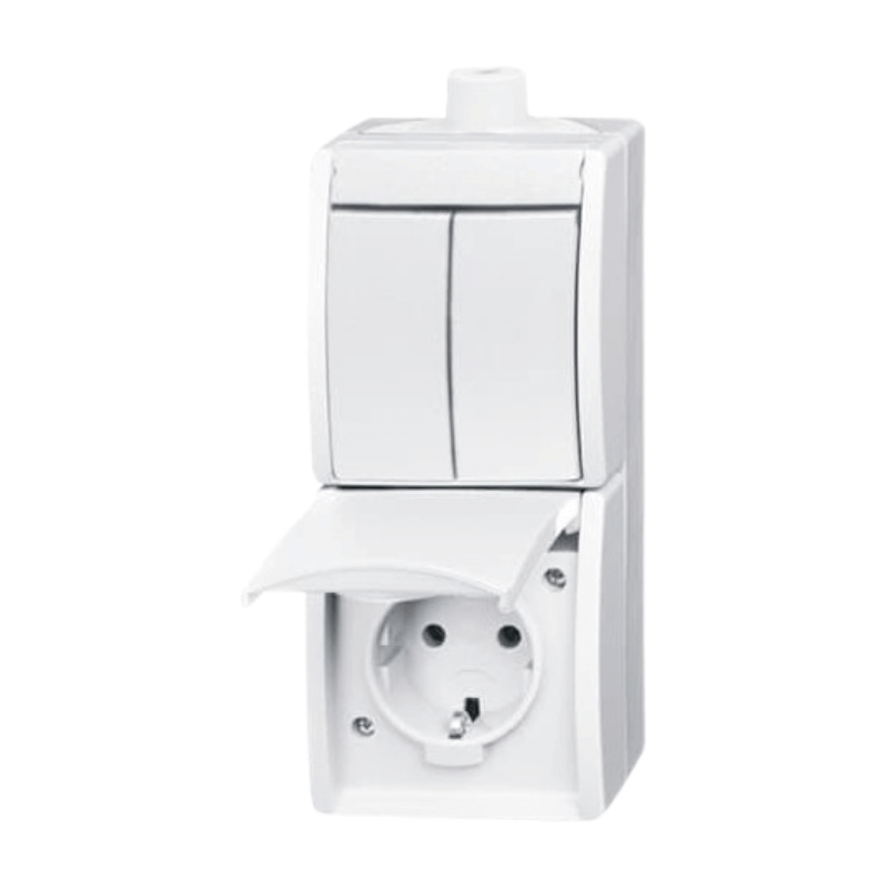 Busch-Jaeger 2601/5/20EW-54-503 Aufputzkombination – ocean, 1-fach, Ausschalter, alpinweiß