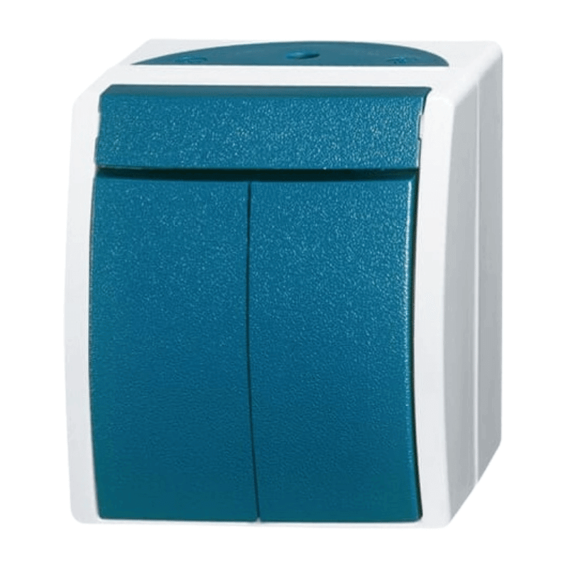 Busch-Jaeger 2601/5W-53 Wippschalter – Ocean, Serienschalter, grau/blaugrün