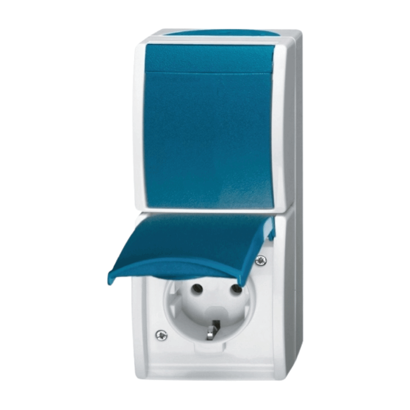 Busch-Jaeger 2601/6/20EW-53 Aufputz-Kombination – Ocean, 1-fach, Wechselschalter, grau/blaugrün