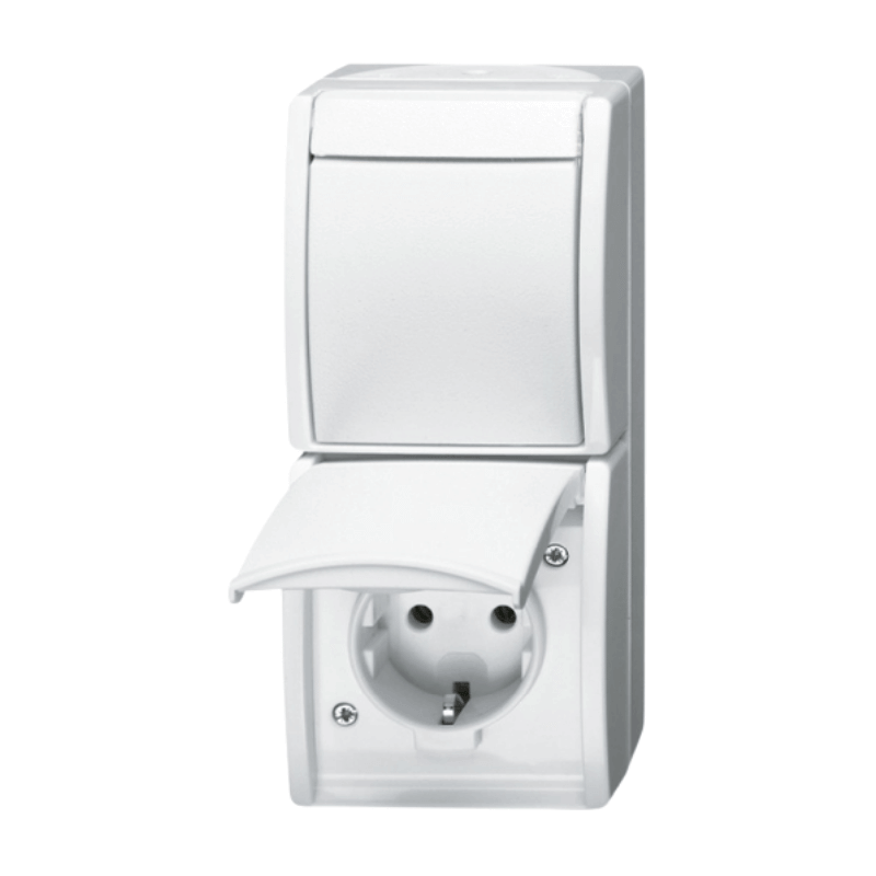 Busch-Jaeger 2601/6/20EW-54 Aufputz-Kombination – Ocean, 1-fach, Wechselschalter, alpinweiß