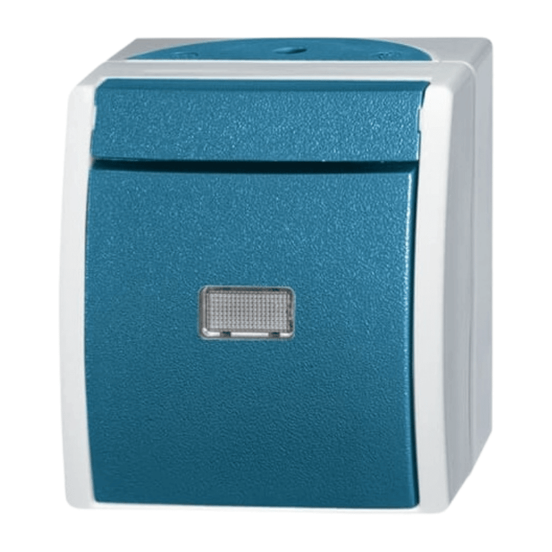 Busch-Jaeger 2621WGL-53 beleuchteter Wipptaster – Ocean, Schließer, mit neutraler Kalotte, grau/blaugrün