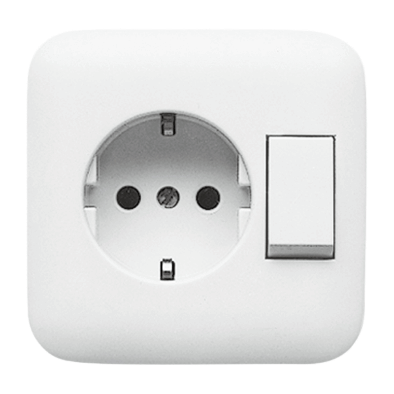 Busch-Jaeger 4310/6EUJ-214 Schuko-Steckdose komplett – Reflex SI, 1-fach, Schalter, alpinweiß