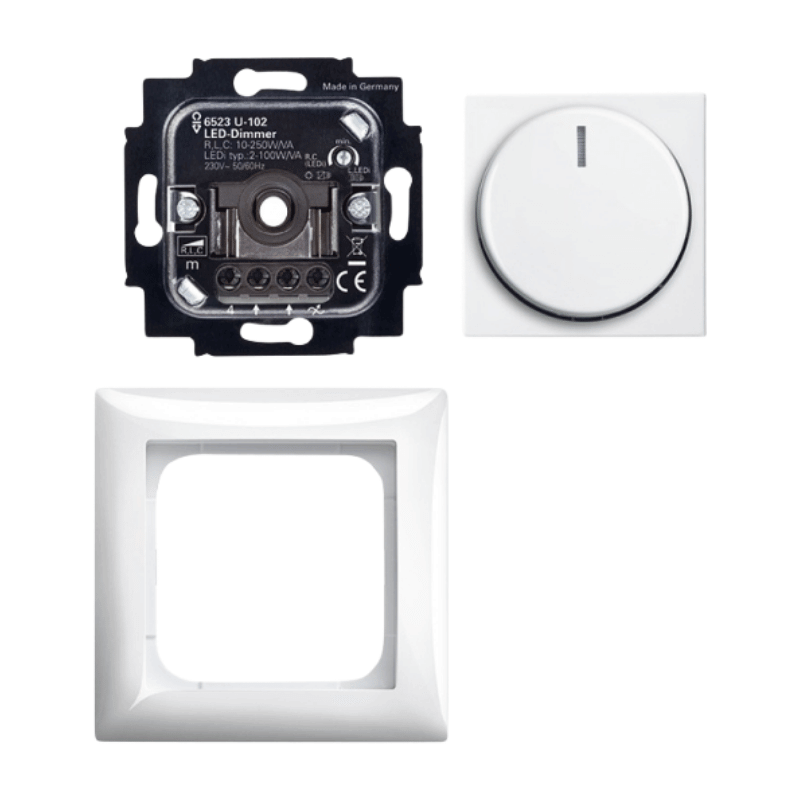 Busch-Jaeger 6523UJ-914-102 Drehdimmerset – Balance SI, RLC, LED, 2-100 W, alpinweiß