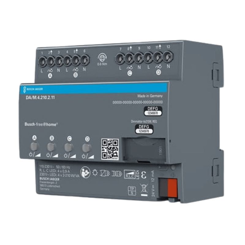 Busch-Jaeger f@h-Dimmaktor DA/M.4.210.2.11 – 4-fach, 4x210W/VA, REG, LEDi