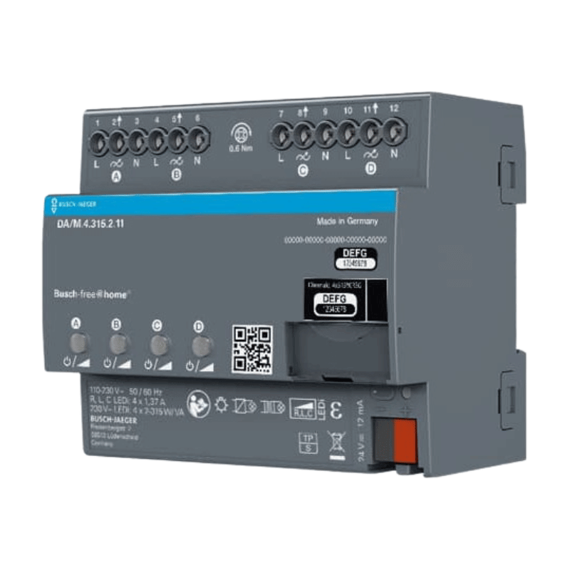 Busch-Jaeger f@h-Dimmaktor DA/M.4.315.2.11 – 4-fach, 315W, KNX, LEDi, REG